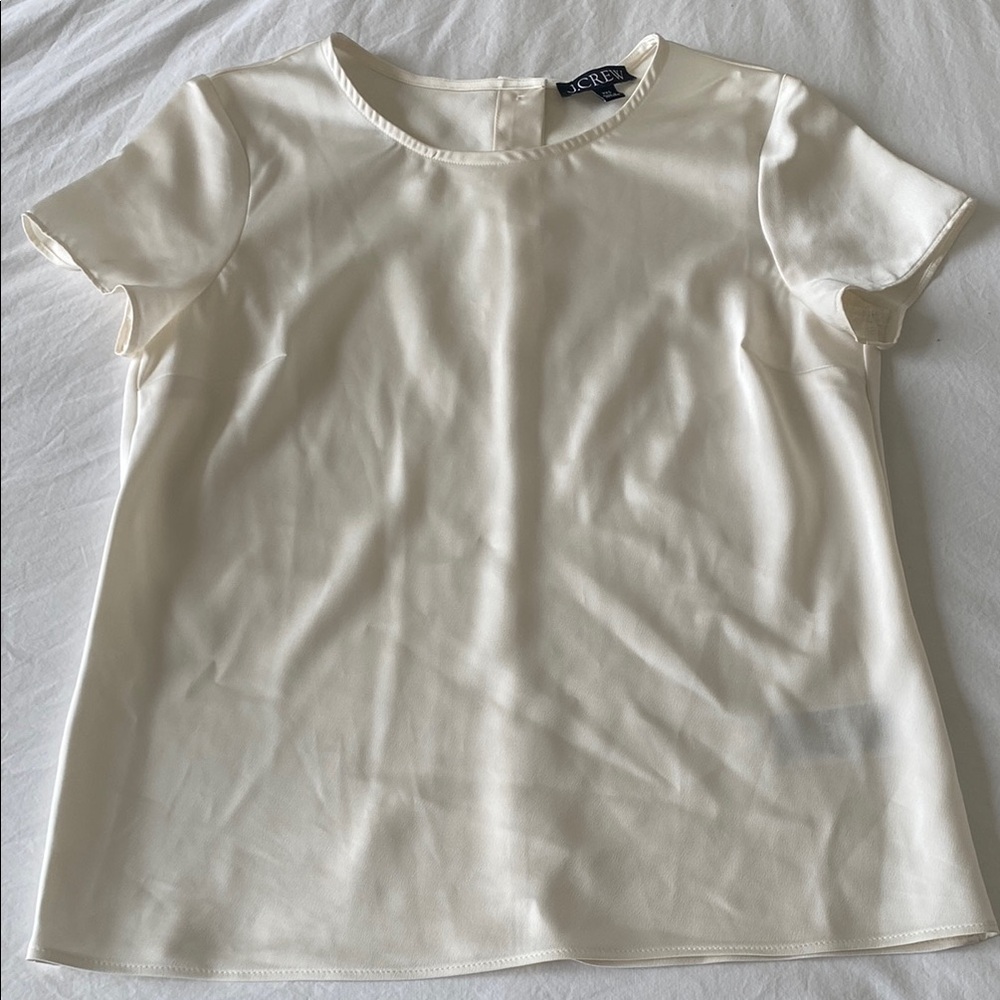 J. Crew Women's Short Sleeve Cream Blouse